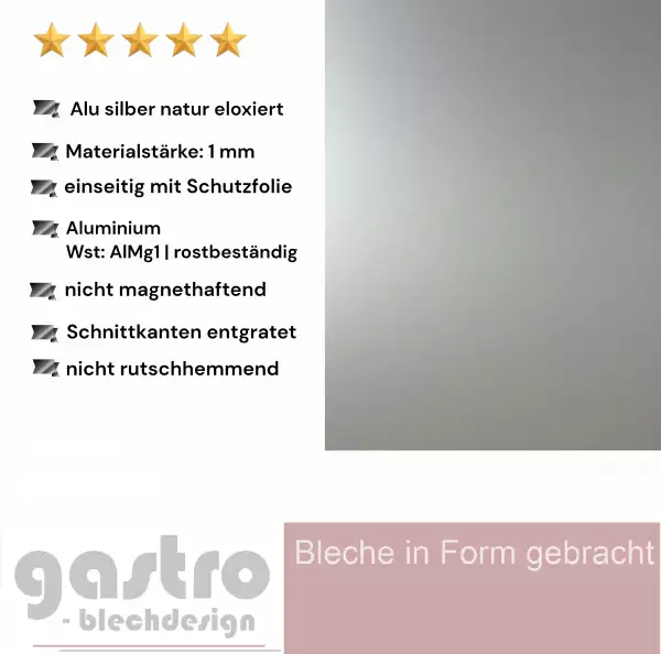 Alublech silber natur eloxiert
